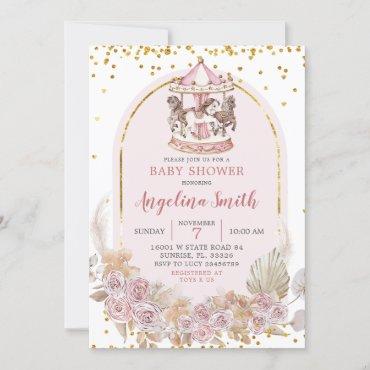 Boho Pink and Gold Floral Carousel