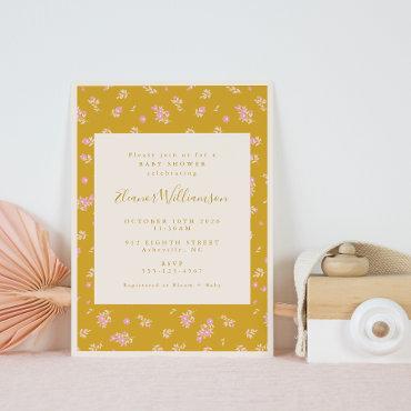 Boho Pink and Mustard Yellow Floral