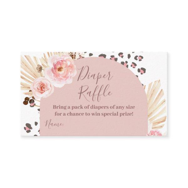 Boho Pink Animals Jungle Diaper Raffle Enclosure Card