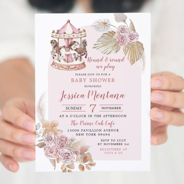 Boho Pink Floral Carousel