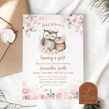 Boho Pink Floral Owl