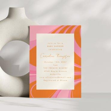 Boho Pink Orange Abstract Marble