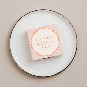 Boho Pink Orange Floral Cute Baby Shower Custom Classic Round Sticker