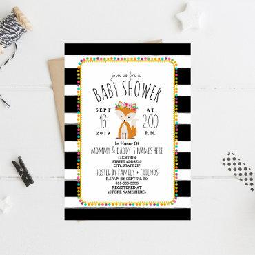 Boho Pom Poms + Stripes Fox