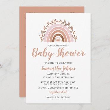 Boho Rainbow Invitation, Bohemian Baby Shower Thank You Card