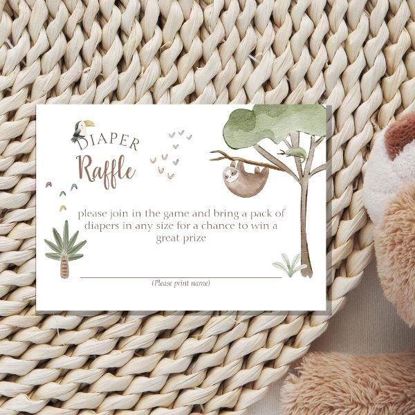 Boho Safari Watercolor Baby Shower Diaper Raffle Enclosure Card