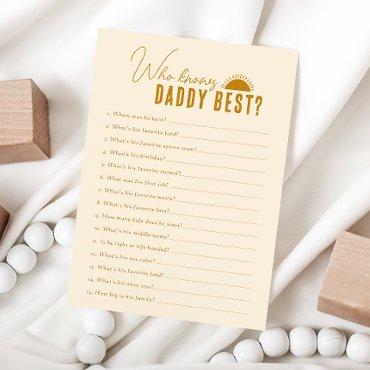 Boho Sun Who Knows Daddy Baby Shower Game Card