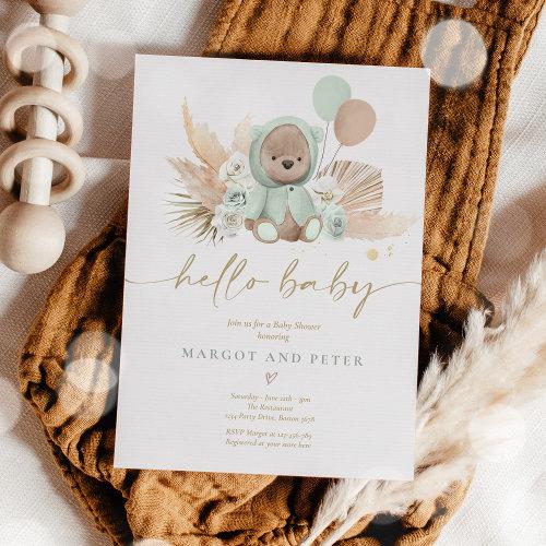 Boho Teddy Bear Sage Green Bearly Wait