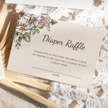 Boho Vintage Floral Baby Shower Diaper Raffle Enclosure Card