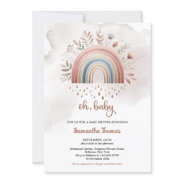 Boho watercolor pastel colors rainbow floral girl