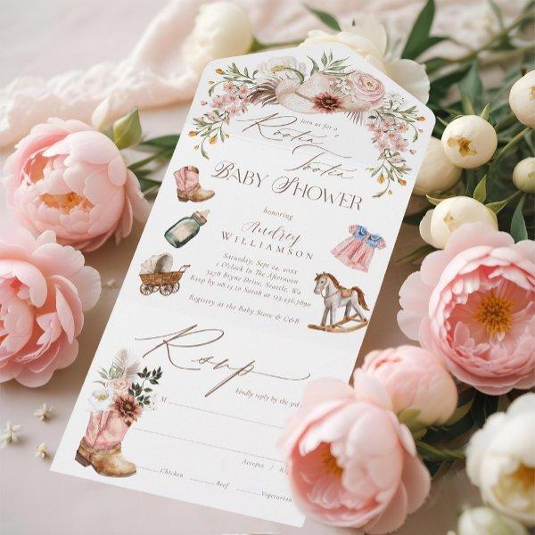 Boho Western Watercolor Little Cowgirl Baby Shower All In One