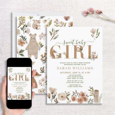 Boho Woodland Animals Sweet Baby Girl Shower