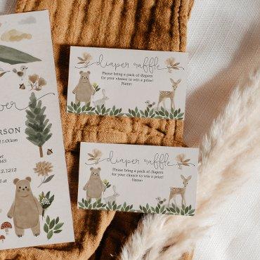 Boho Woodland Diaper Raffle Baby Shower Card