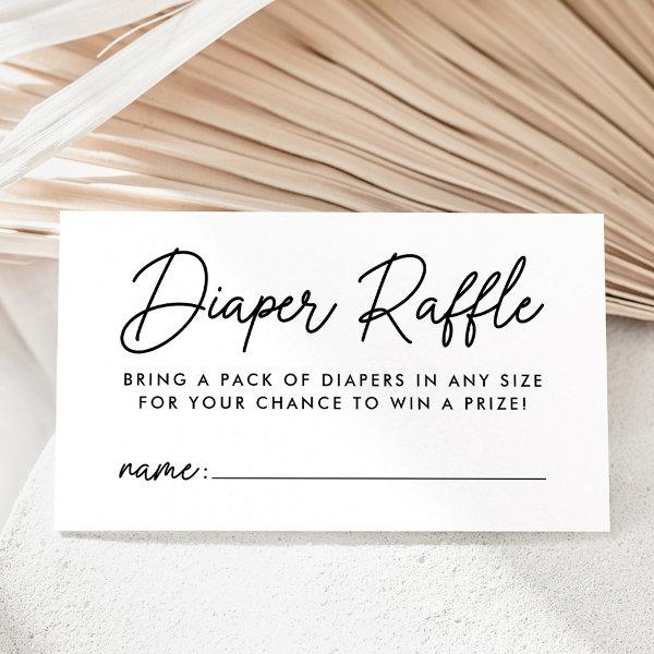 Bold Black Script Baby Shower Diaper Raffle Enclosure Card