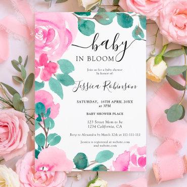 Bold pink green floral watercolor