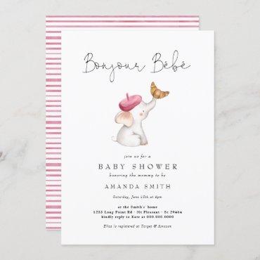 Bonjour Bebe French Elephant Baby Girl Shower Pink