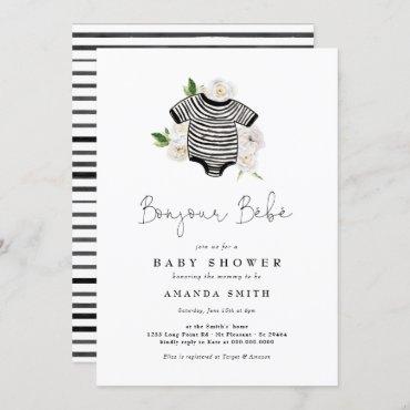 Bonjour Bebe French Gender Neutral Baby Shower Invitation