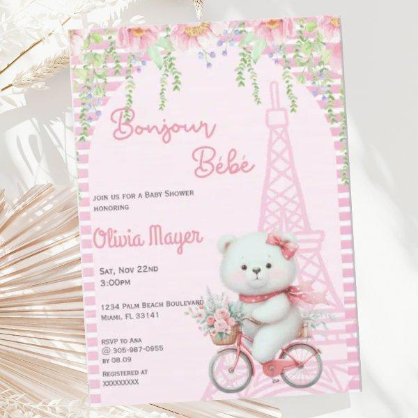 Bonjour Bebe French Paris Pink Bear