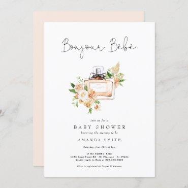 Bonjour Bebe French Perfume Floral Baby Shower Invitation