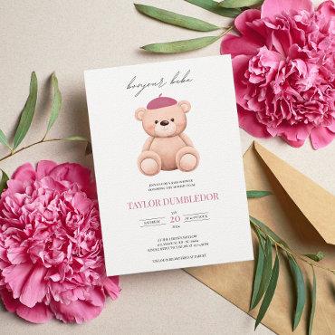 Bonjour Bebe French Watercolor Bear Baby Shower In