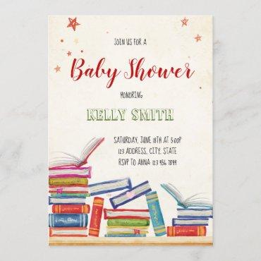 Book baby shower invitation