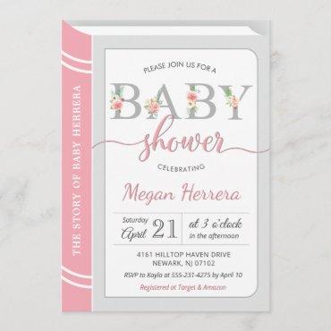 Book Library Building Baby Girl Shower Chic Pink