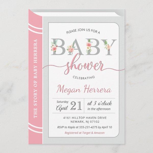 Book Library Building Baby Girl Shower Chic Pink
