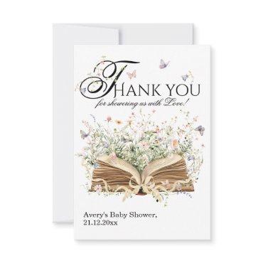 Book Wildflower A New Chapter Begin Baby Shower Thank You Card