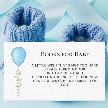 Books For Baby Blue Balloon Baby Shower Enclosure Card