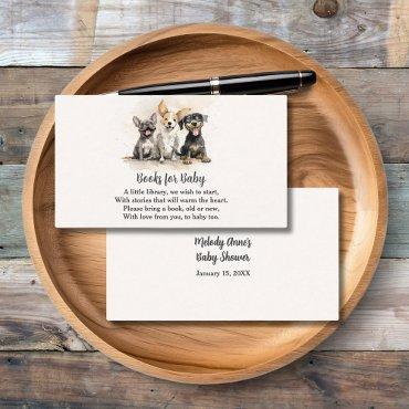 Books for Baby Puppy Dog Watercolor Baby Shower Enclosure Card