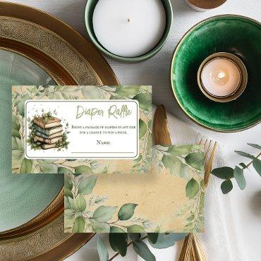 Books Leaves Next Chapter Diaper Raffle Enclosure Card