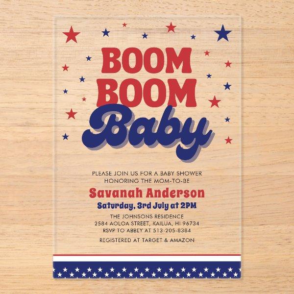 Boom Boom Baby 4th July Patriotic Baby Shower  Acrylic