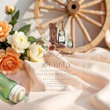 Boots Bottles & Bubbly Country Western Baby Shower Acrylic