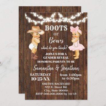 Boots or Bows Rustic Country Gender Reveal Invitation