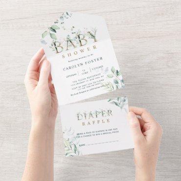Botanical Gold Letter Boy Baby Shower All In One