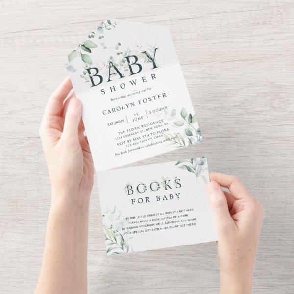 Botanical Letter Boy Baby Shower | Books For Baby All In One