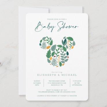 Botanical Mickey Mouse Baby Shower Invitation