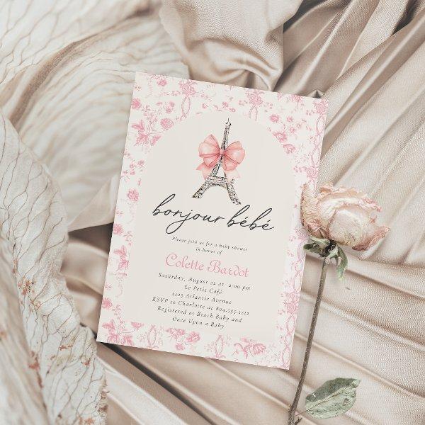 Boujour Bebe Paris French Toile Pink Baby Shower