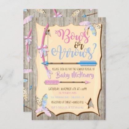 Bow or Arrows Gender Reveal Baby Shower Invitation