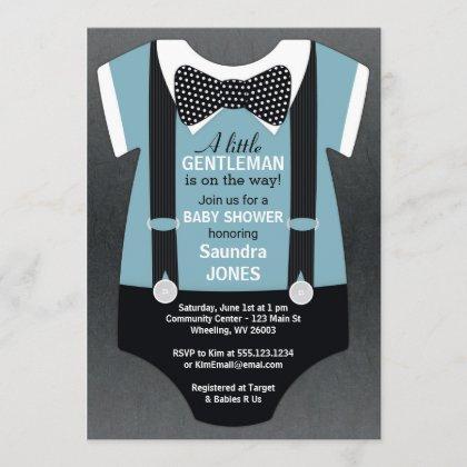 Bow Tie Baby Shower Invitation, Suspender Invite