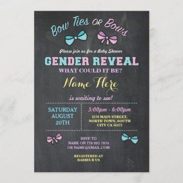 Bow Ties or Bows Gender Reveal Baby Shower invite