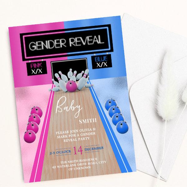 Bowling Sport Blue and Pink Gender Reveal Party