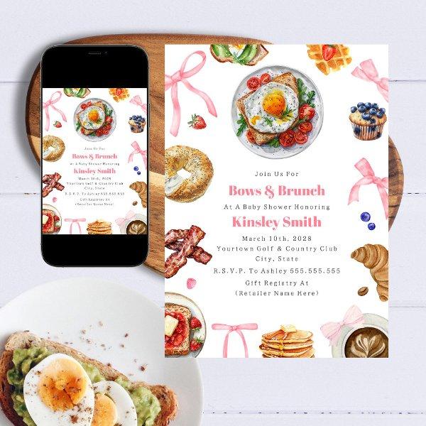 Bows + Brunch Girl Pink Baby Shower Breakfast