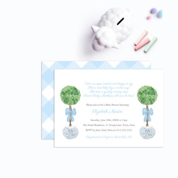 Box Ball Topiary Baby Boy Poem Shower Party