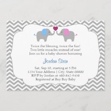 Boy and Girl Twins Baby Shower Invitation