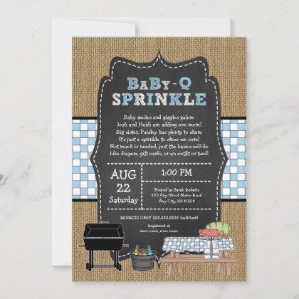 Boy Baby Q Sprinkle, BBQ baby shower  Invitation