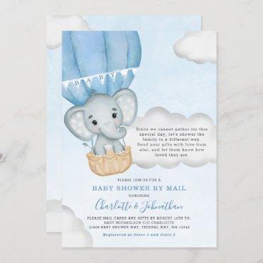 Boy Baby Shower By Mail Elephant Blue Invitation