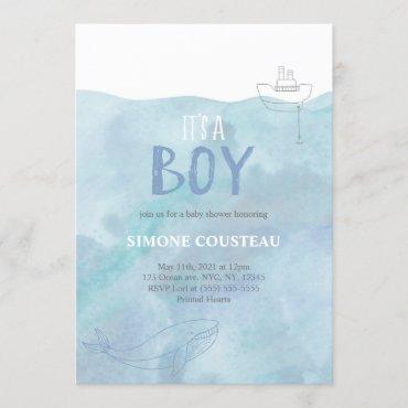 Boy Baby shower Invitation | Nautical | Whale