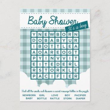 boy baby shower puzzle  postcard