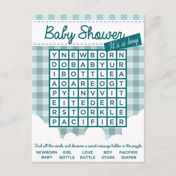 boy baby shower puzzle  postcard